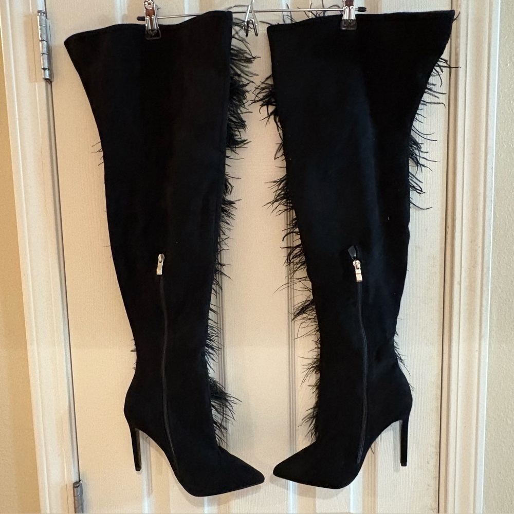 Fashion Nova Like a Diva OverThe Knee Boots in black stiletto heel side zipper. - Picture 2 of 12